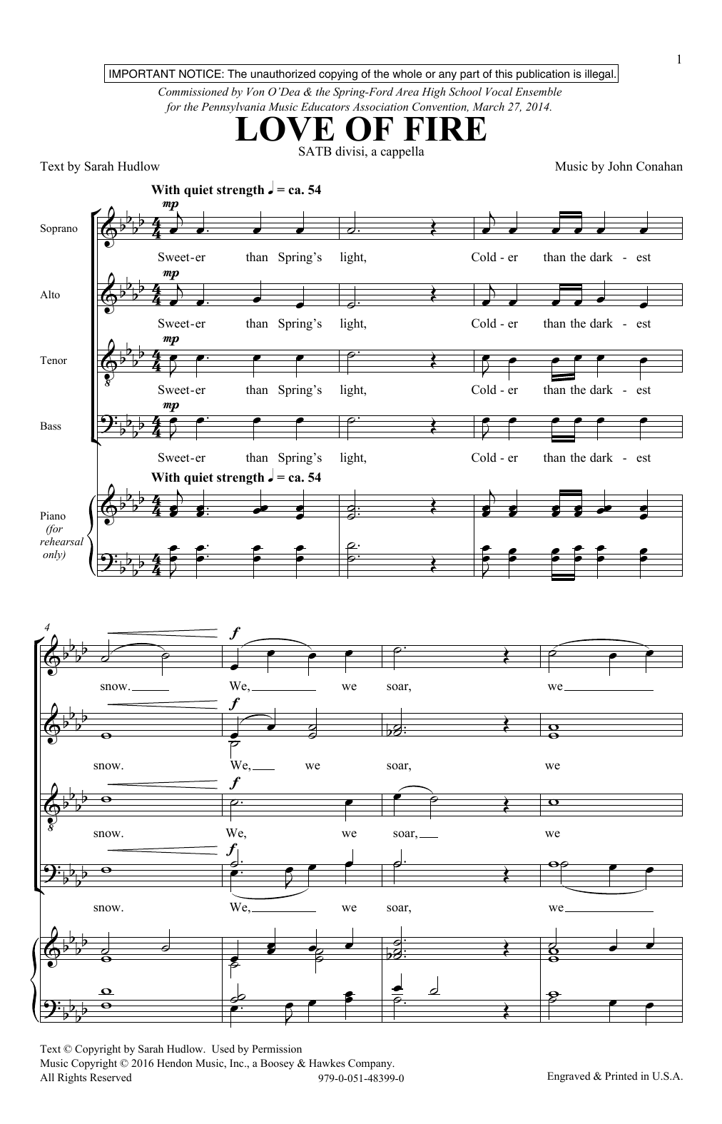 Download John Conahan Love Of Fire Sheet Music and learn how to play SATB PDF digital score in minutes