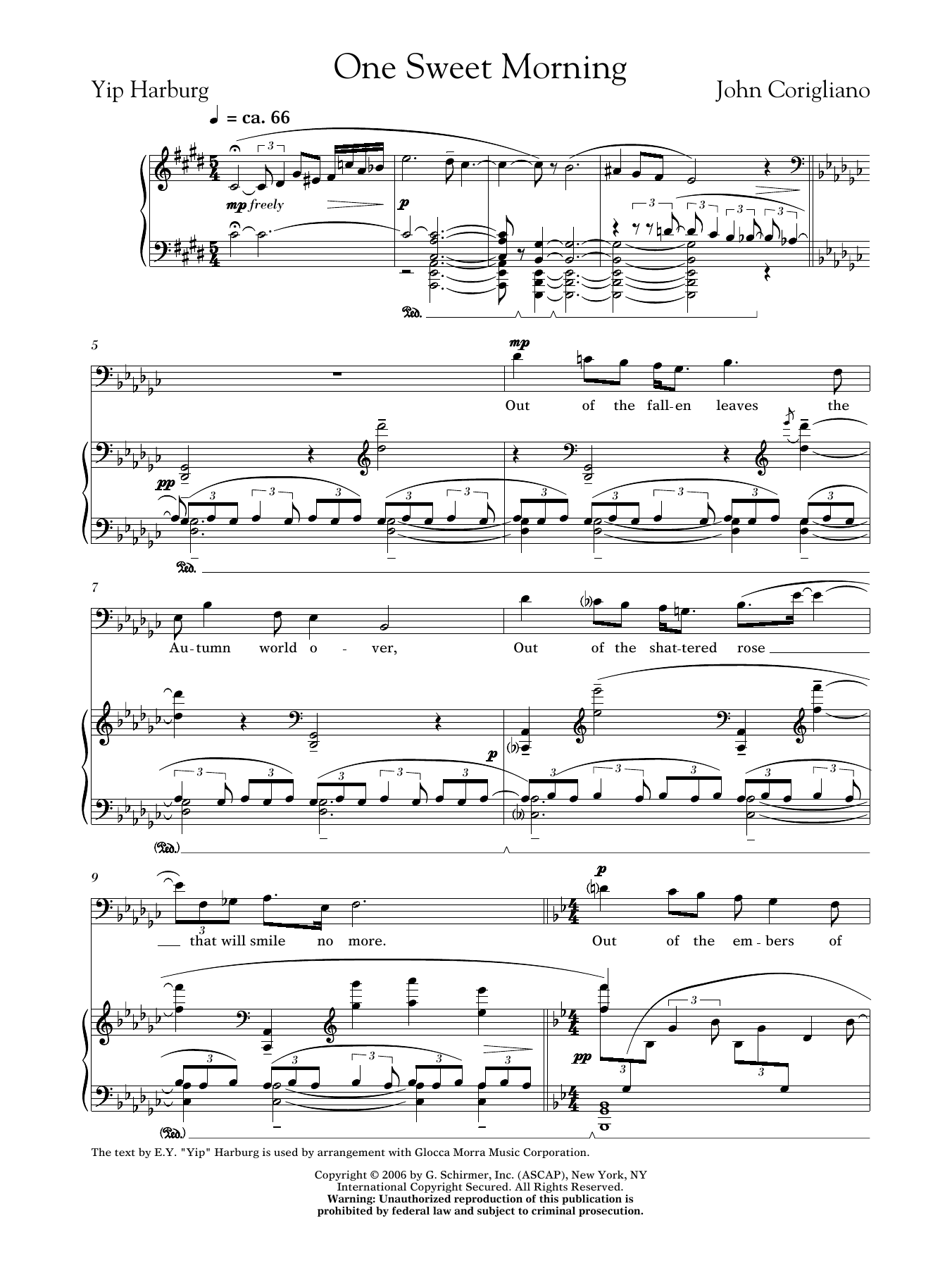 Download John Corigliano One Sweet Morning (male voice) Sheet Music and learn how to play Voice PDF digital score in minutes