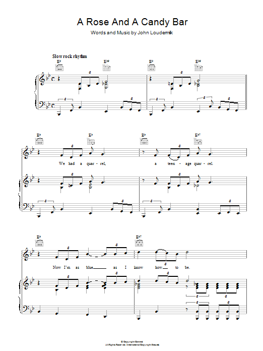 Download John D. Loudermilk A Rose And A Candy Bar Sheet Music and learn how to play Piano, Vocal & Guitar (Right-Hand Melody) PDF digital score in minutes