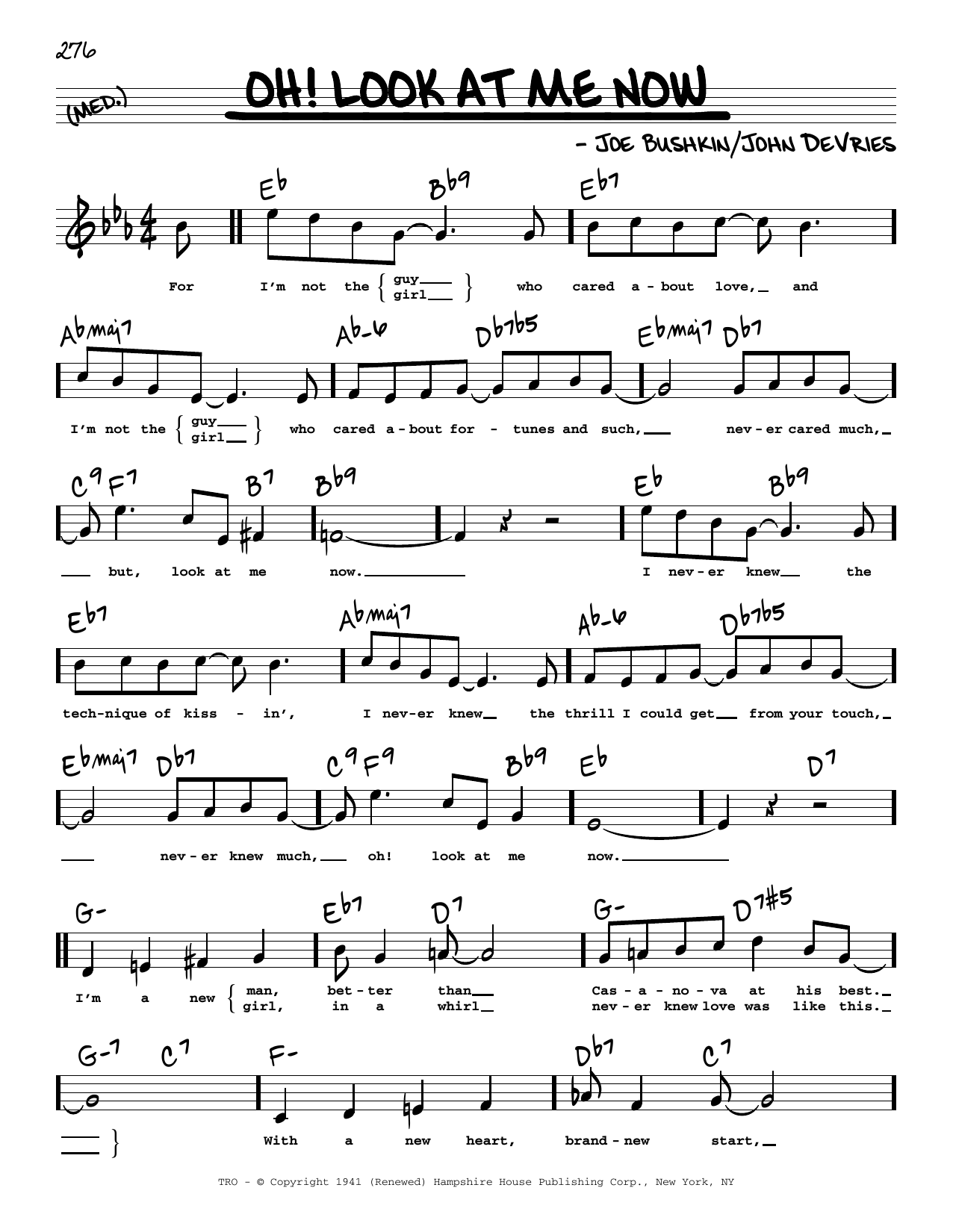 Download John De Vries Oh! Look At Me Now (High Voice) Sheet Music and learn how to play Real Book – Melody, Lyrics & Chords PDF digital score in minutes