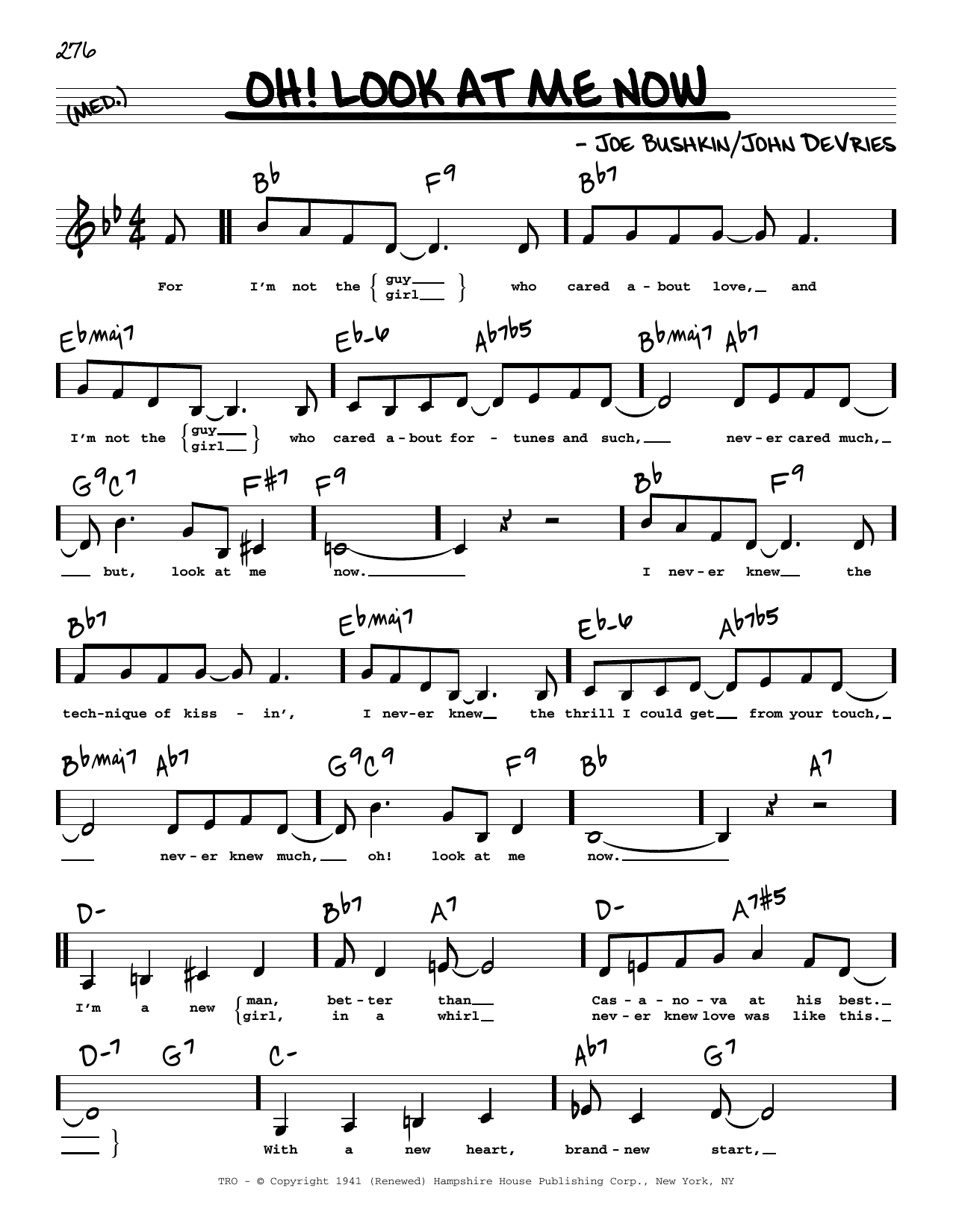 Download John De Vries Oh! Look At Me Now (Low Voice) Sheet Music and learn how to play Real Book – Melody, Lyrics & Chords PDF digital score in minutes