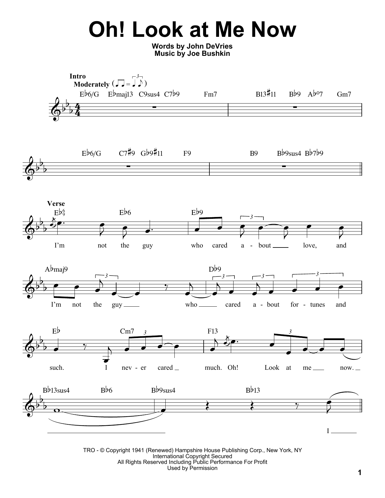 Download John De Vries Oh! Look At Me Now Sheet Music and learn how to play Voice PDF digital score in minutes