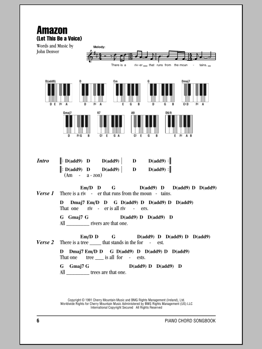 Download John Denver Amazon (Let This Be A Voice) Sheet Music and learn how to play Ukulele with strumming patterns PDF digital score in minutes