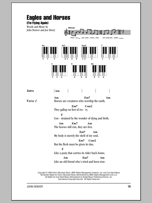 Download John Denver Eagles And Horses (I'm Flying Again) Sheet Music and learn how to play Ukulele with strumming patterns PDF digital score in minutes