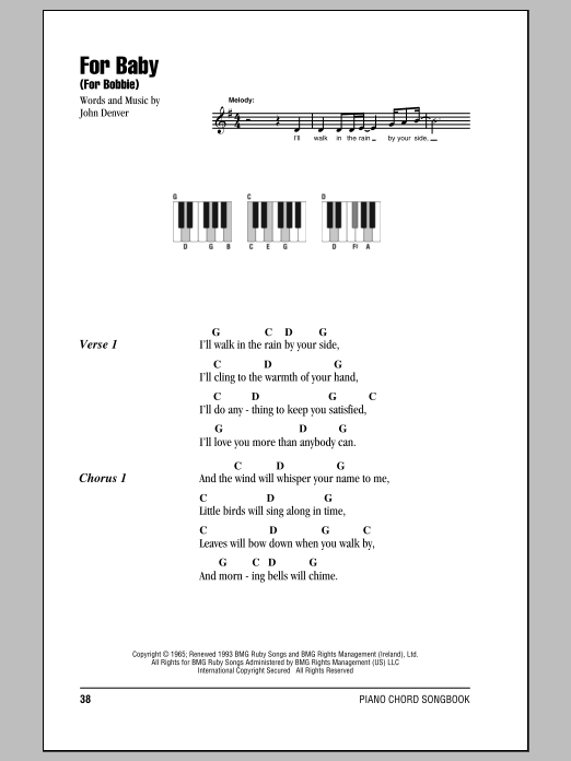 Download John Denver For Baby (For Bobbie) Sheet Music and learn how to play Ukulele with strumming patterns PDF digital score in minutes