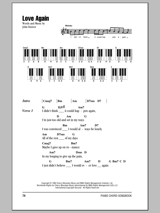 Download John Denver Love Again Sheet Music and learn how to play Ukulele with strumming patterns PDF digital score in minutes
