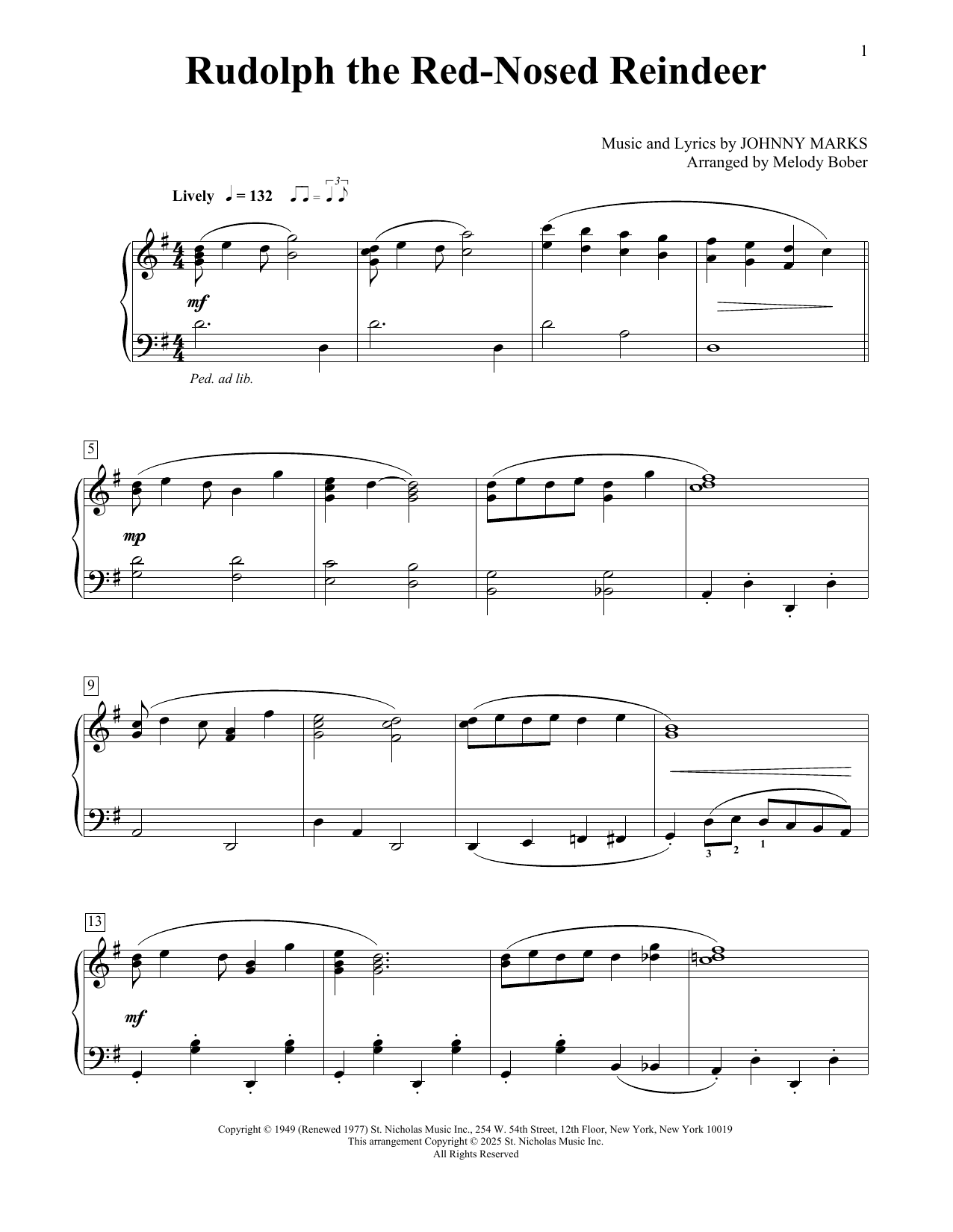 Download John Denver Rudolph The Red-Nosed Reindeer Sheet Music and learn how to play Educational Piano PDF digital score in minutes