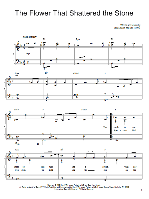 Download John Denver The Flower That Shattered The Stone Sheet Music and learn how to play Easy Piano PDF digital score in minutes