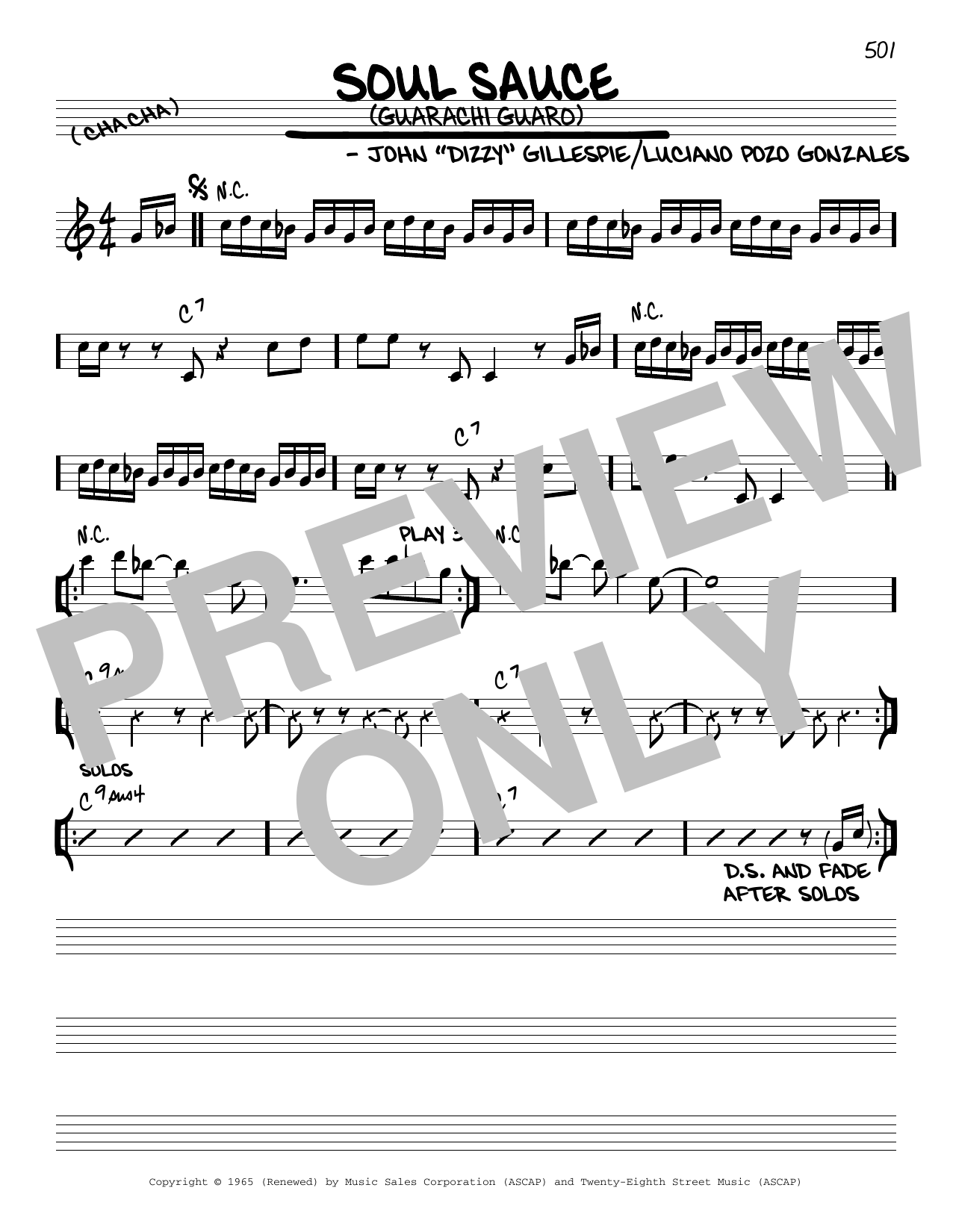 Download John Dizzy Gillespie Soul Sauce (Guarachi Guaro) Sheet Music and learn how to play Real Book – Melody & Chords PDF digital score in minutes