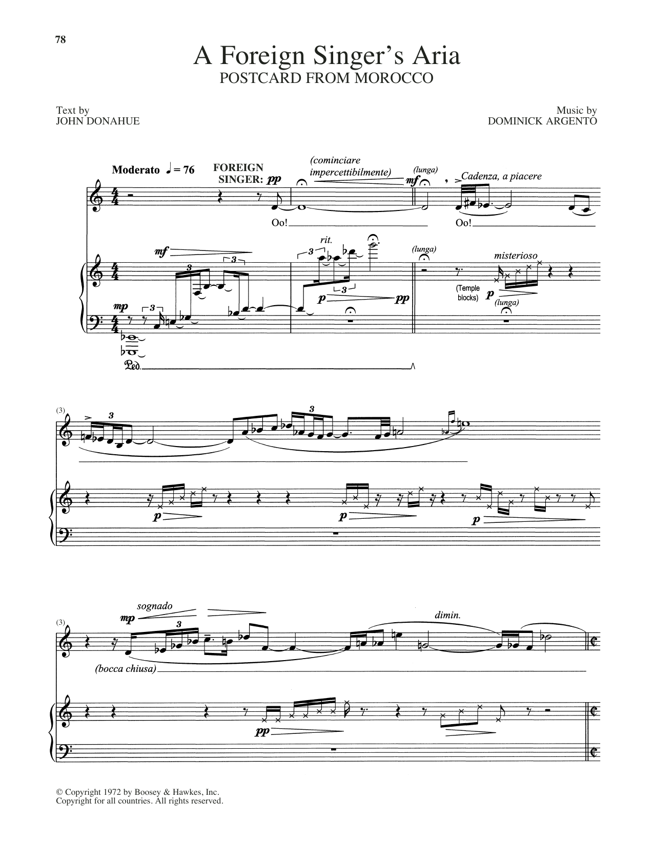 Download John Donahue A Foreign Singer's Aria Sheet Music and learn how to play Piano & Vocal PDF digital score in minutes
