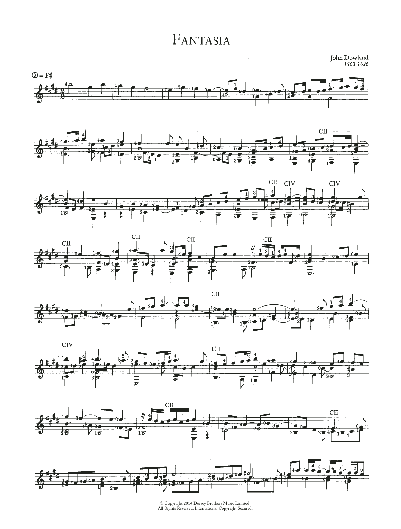 Download John Dowland Fantasia Sheet Music and learn how to play Guitar PDF digital score in minutes