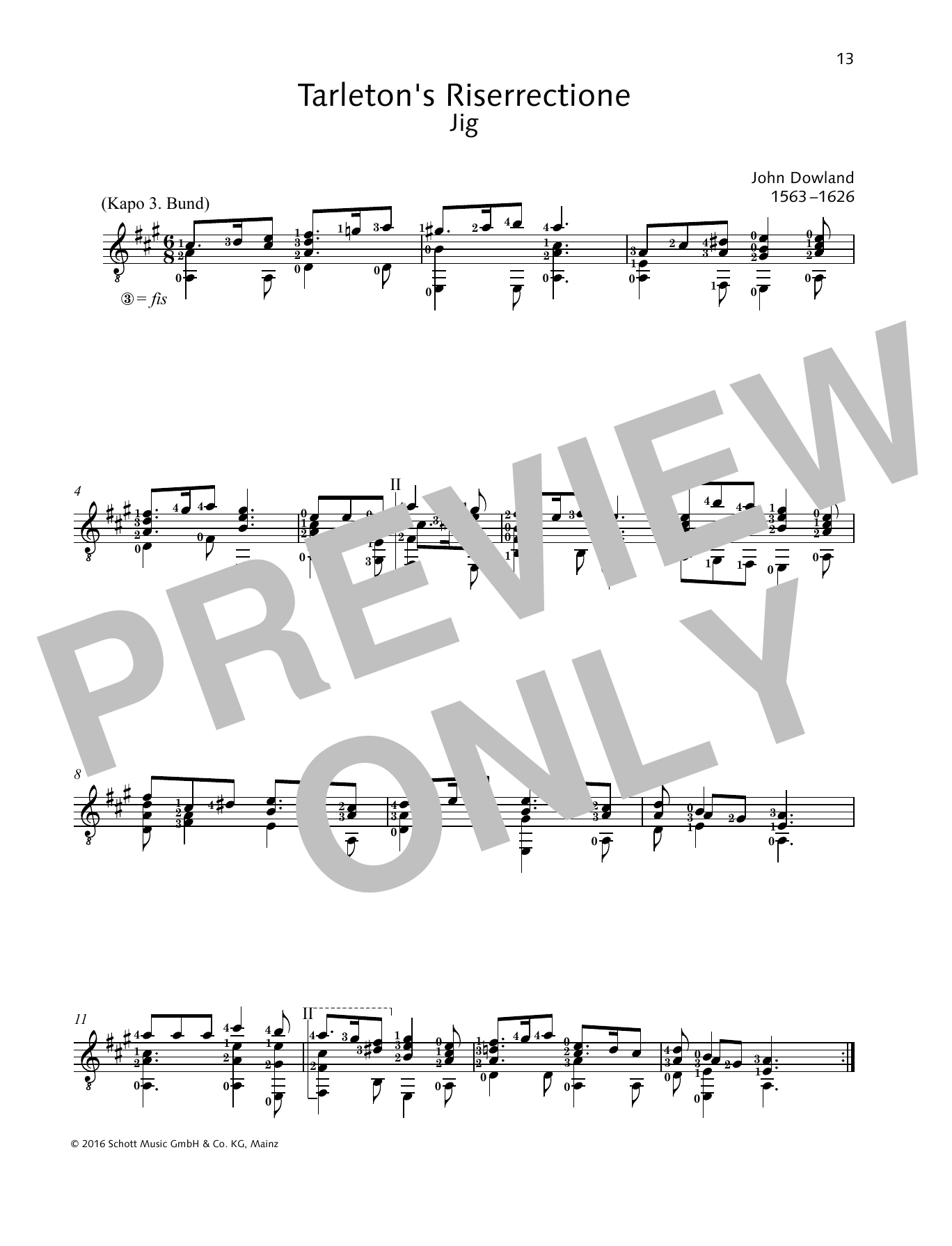 Download John Dowland Tarleton's Riserrectione Sheet Music and learn how to play Solo Guitar PDF digital score in minutes