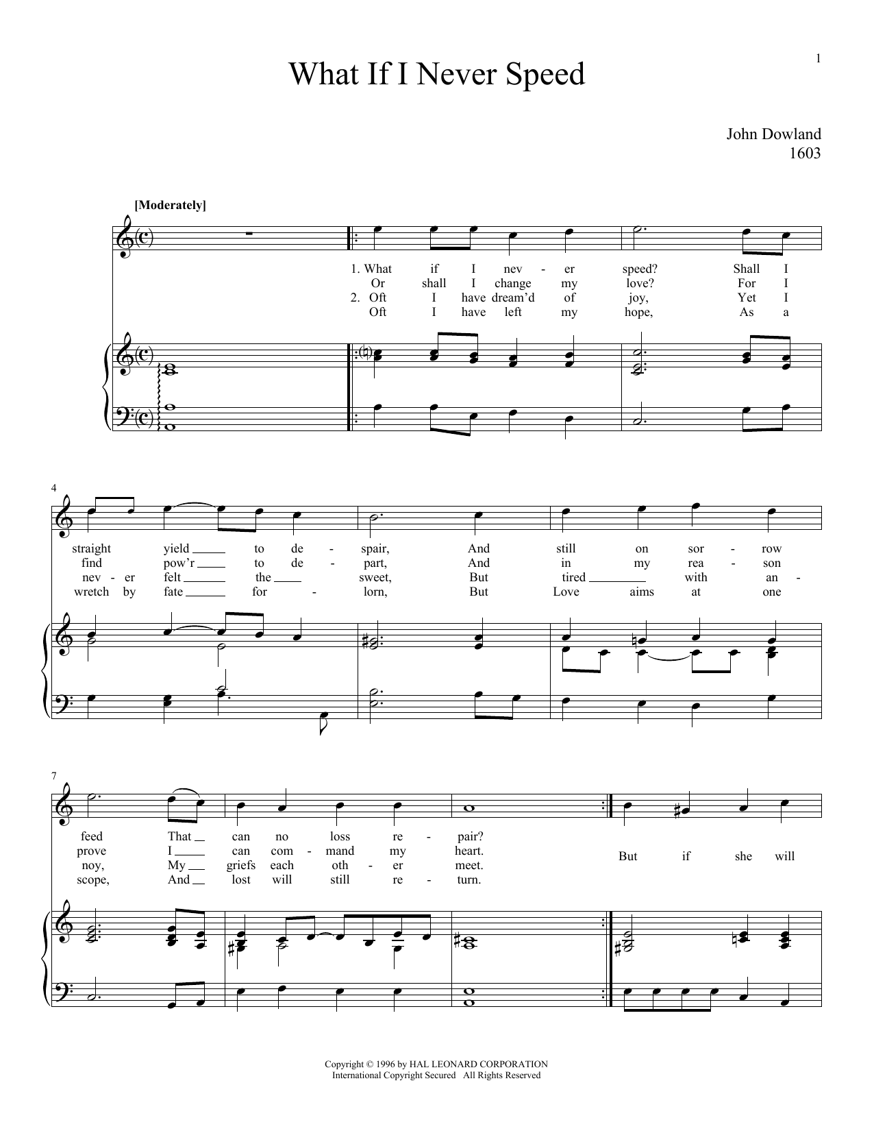 Download John Dowland What If I Never Speed Sheet Music and learn how to play Piano & Vocal PDF digital score in minutes
