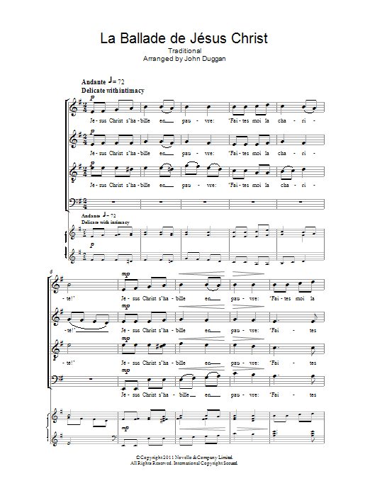 Download John Duggan La Ballade De Jesus Christ Sheet Music and learn how to play SATB Choir PDF digital score in minutes