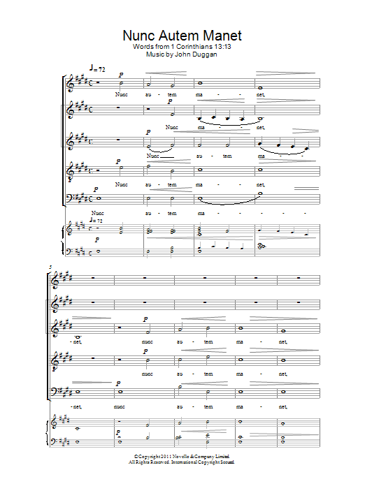 Download John Duggan Nunc Autem Manet Sheet Music and learn how to play SATB Choir PDF digital score in minutes
