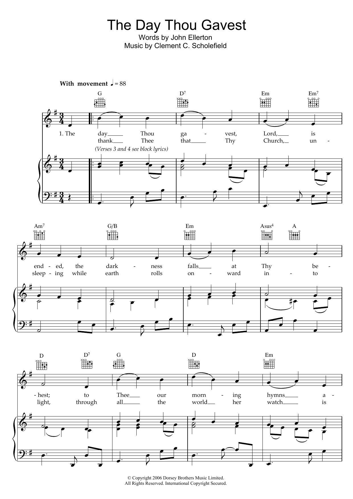 Download John Ellerton The Day Thou Gavest Sheet Music and learn how to play Piano, Vocal & Guitar (Right-Hand Melody) PDF digital score in minutes