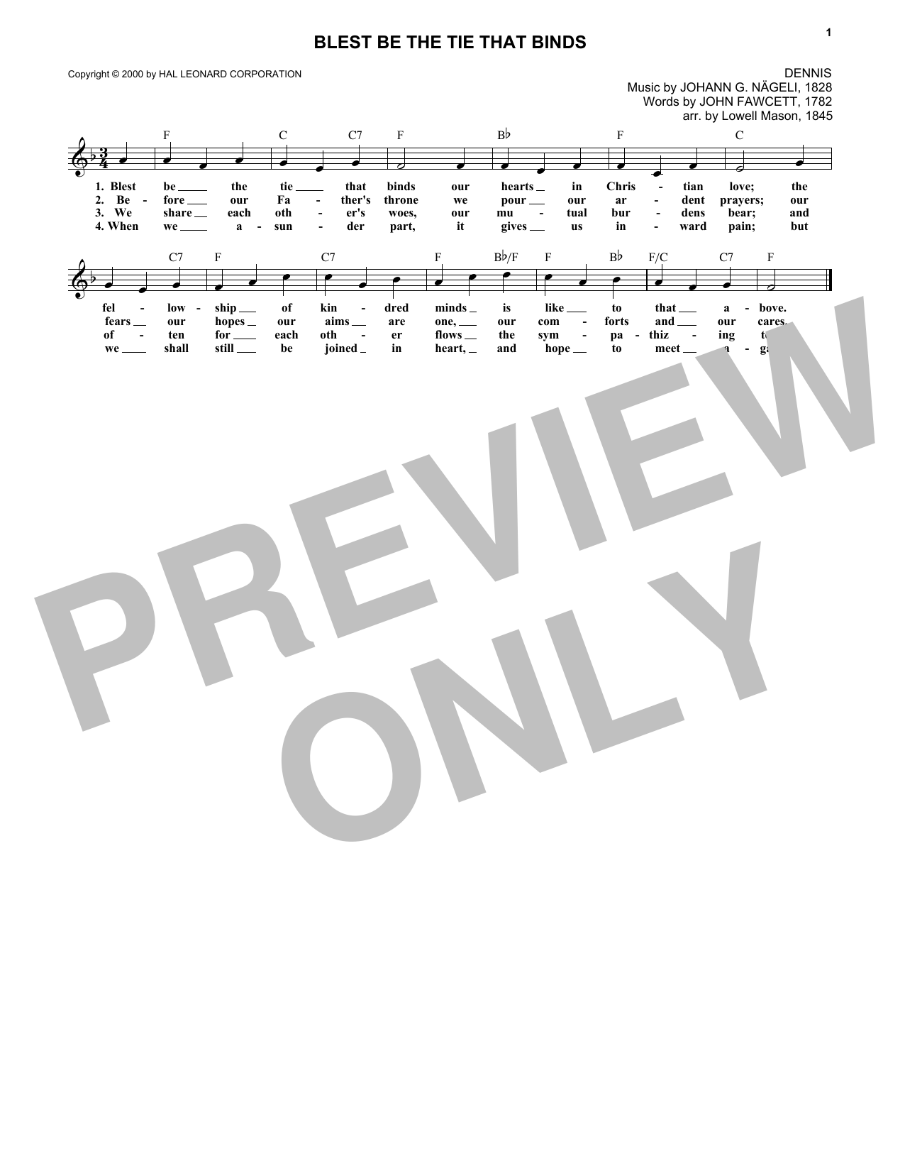 Download John Fawcett Blest Be The Tie That Binds Sheet Music and learn how to play Piano, Vocal & Guitar Chords (Right-Hand Melody) PDF digital score in minutes