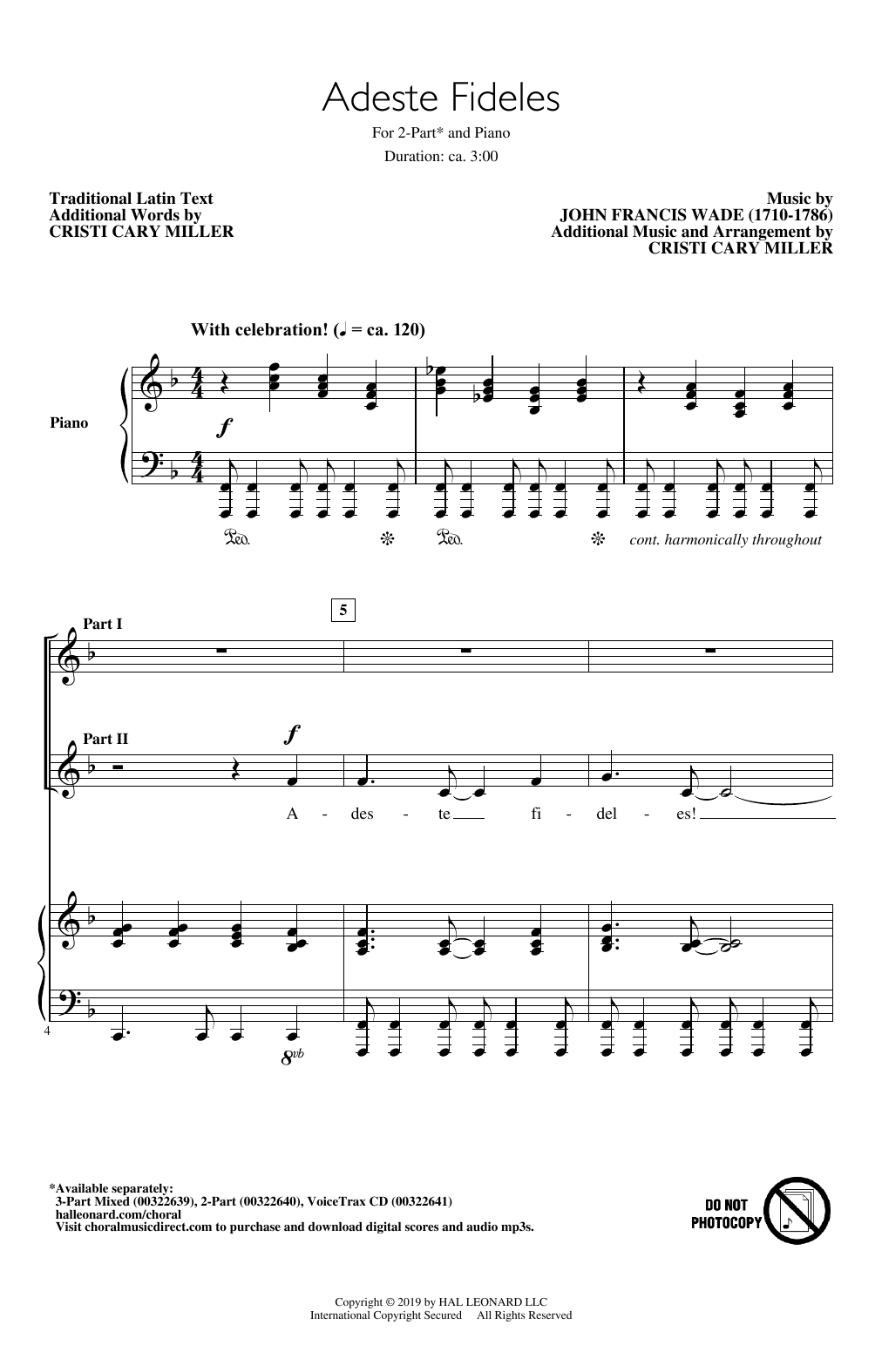 Download John Francis Wade Adeste Fideles (arr. Cristi Cary Miller) Sheet Music and learn how to play 3-Part Mixed Choir PDF digital score in minutes