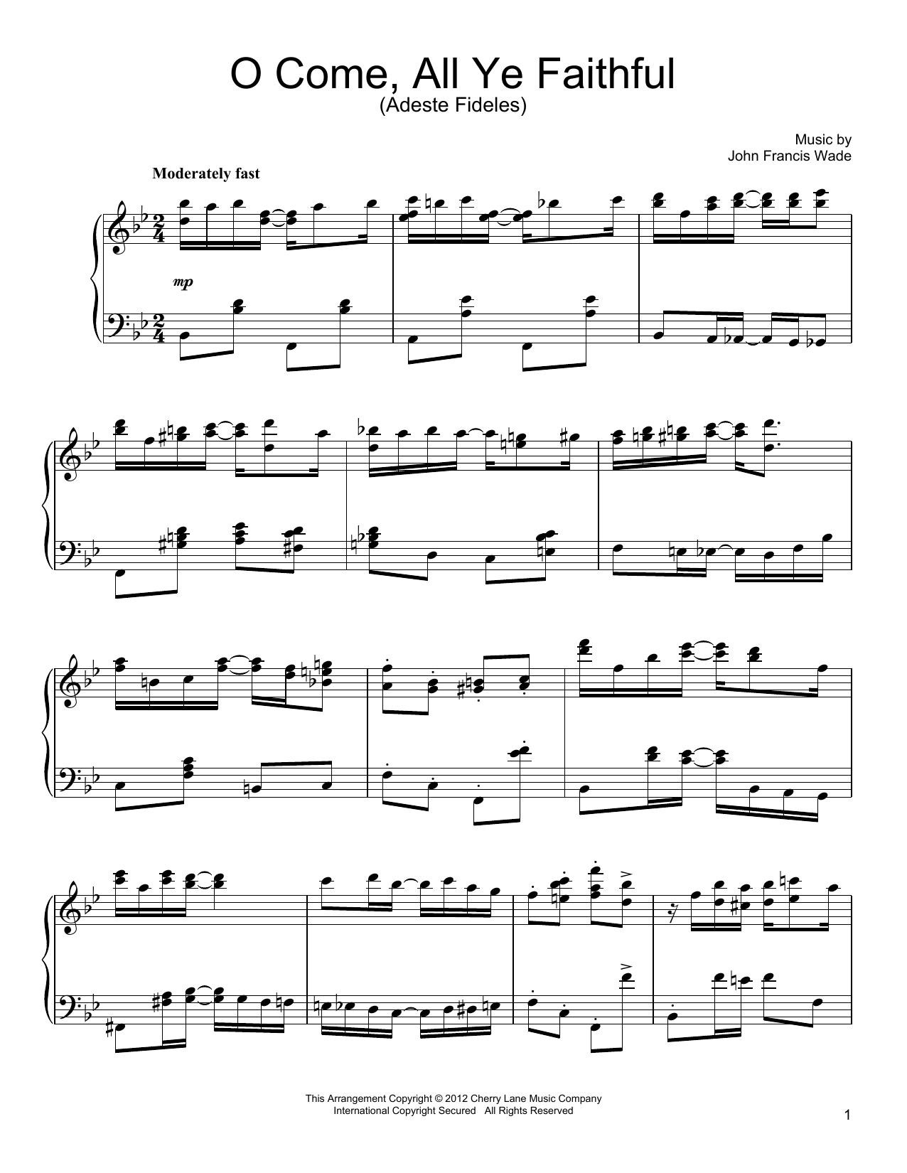 Download John Francis Wade O Come, All Ye Faithful (Adeste Fideles) Sheet Music and learn how to play Piano PDF digital score in minutes