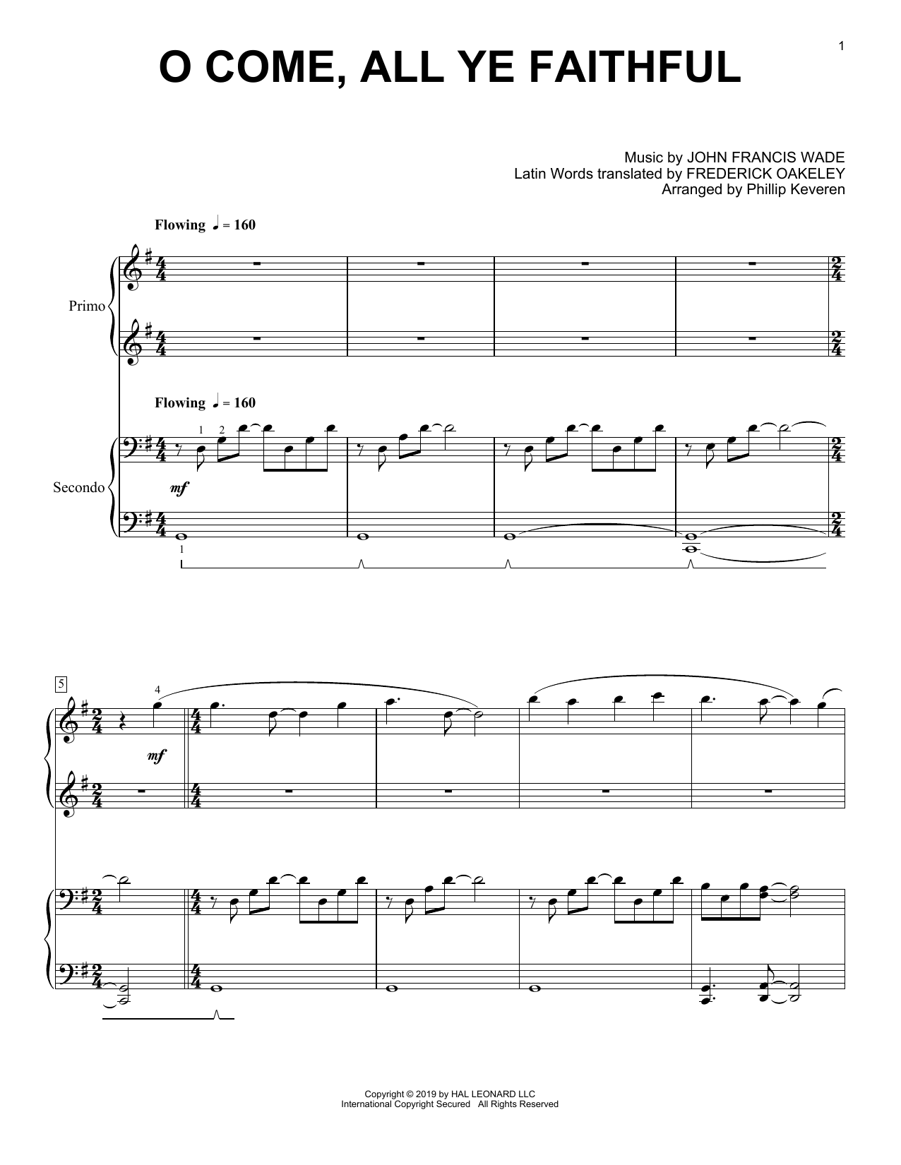 Download John Francis Wade O Come, All Ye Faithful (arr. Phillip Keveren) Sheet Music and learn how to play Piano Duet PDF digital score in minutes