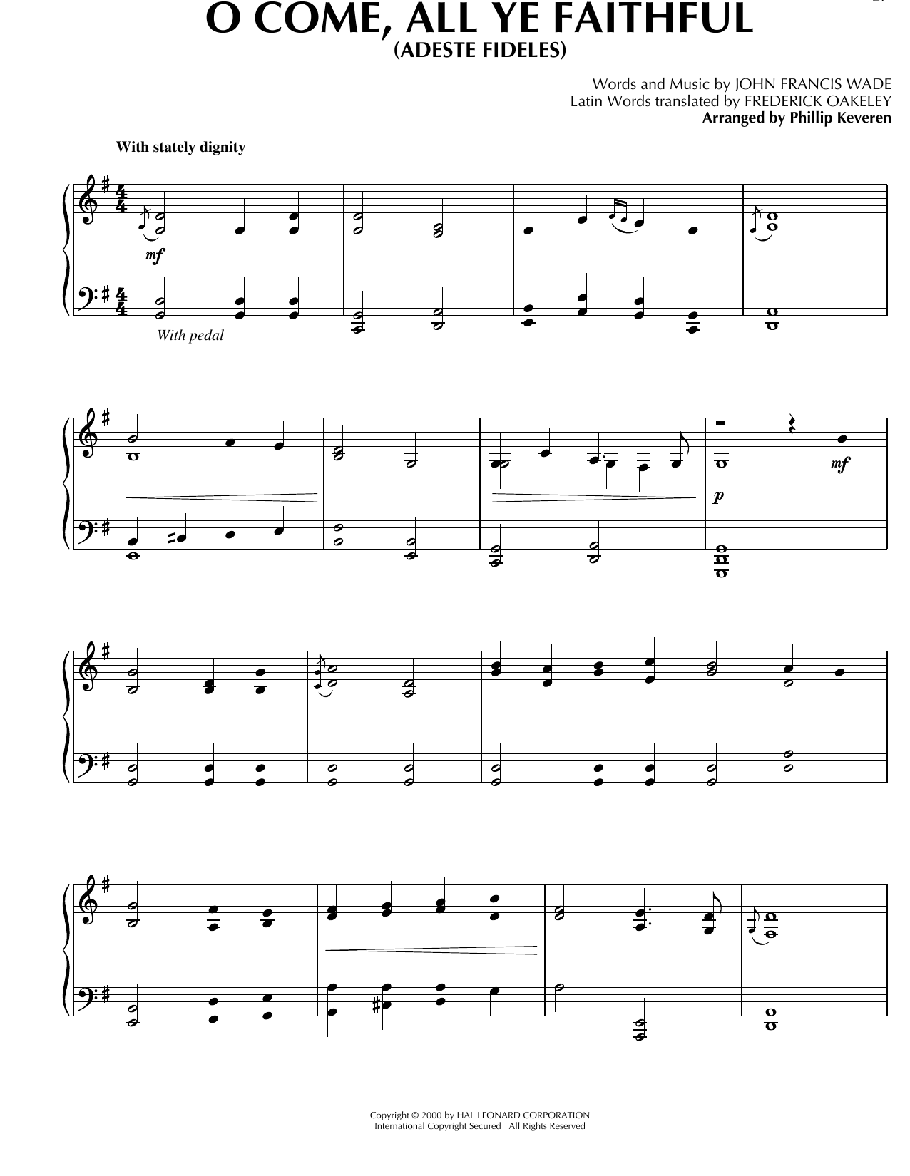 Download John Francis Wade O Come, All Ye Faithful [Celtic version] (arr. Phillip Keveren) Sheet Music and learn how to play Piano Solo PDF digital score in minutes