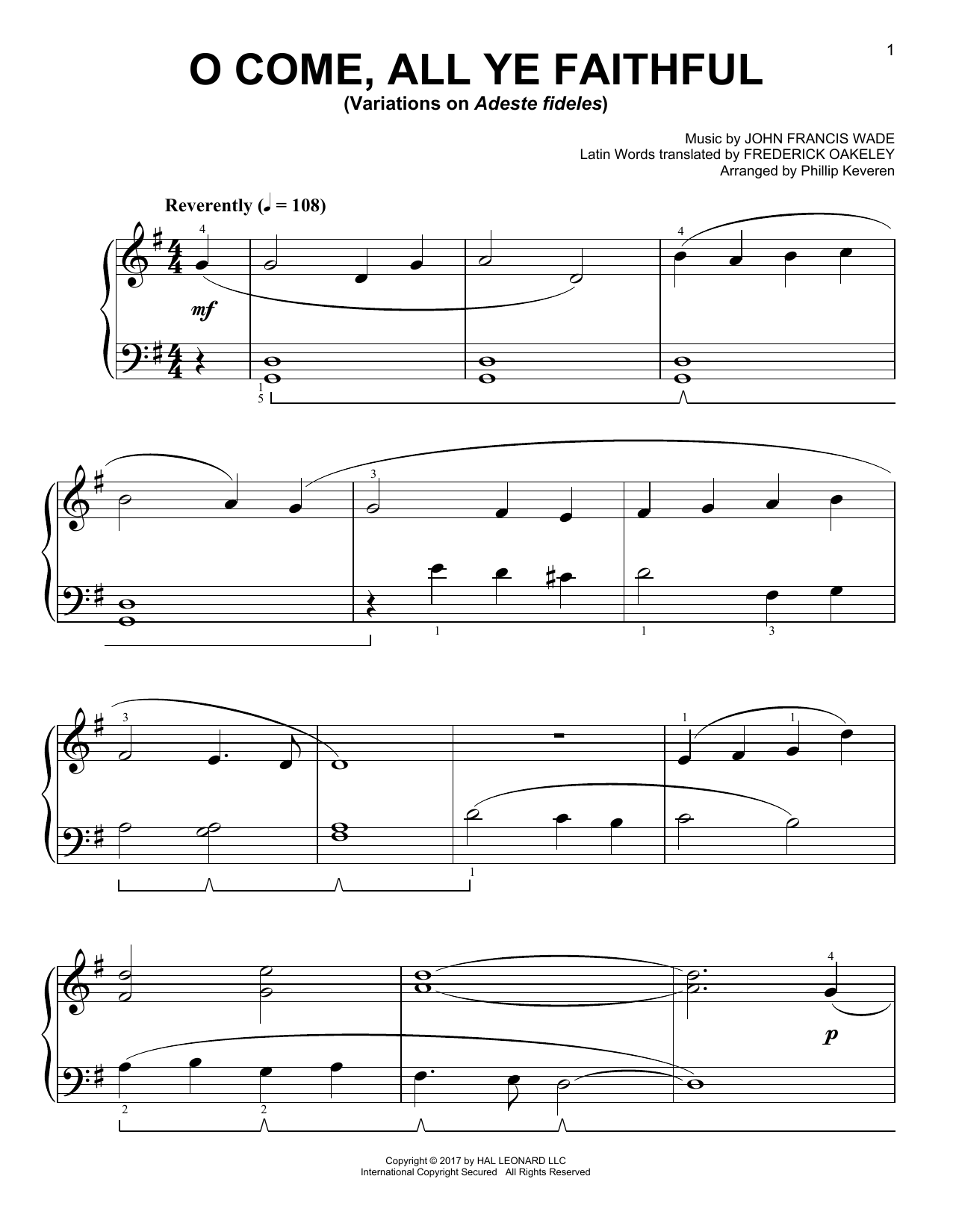 Download Phillip Keveren O Come, All Ye Faithful Sheet Music and learn how to play Easy Piano PDF digital score in minutes