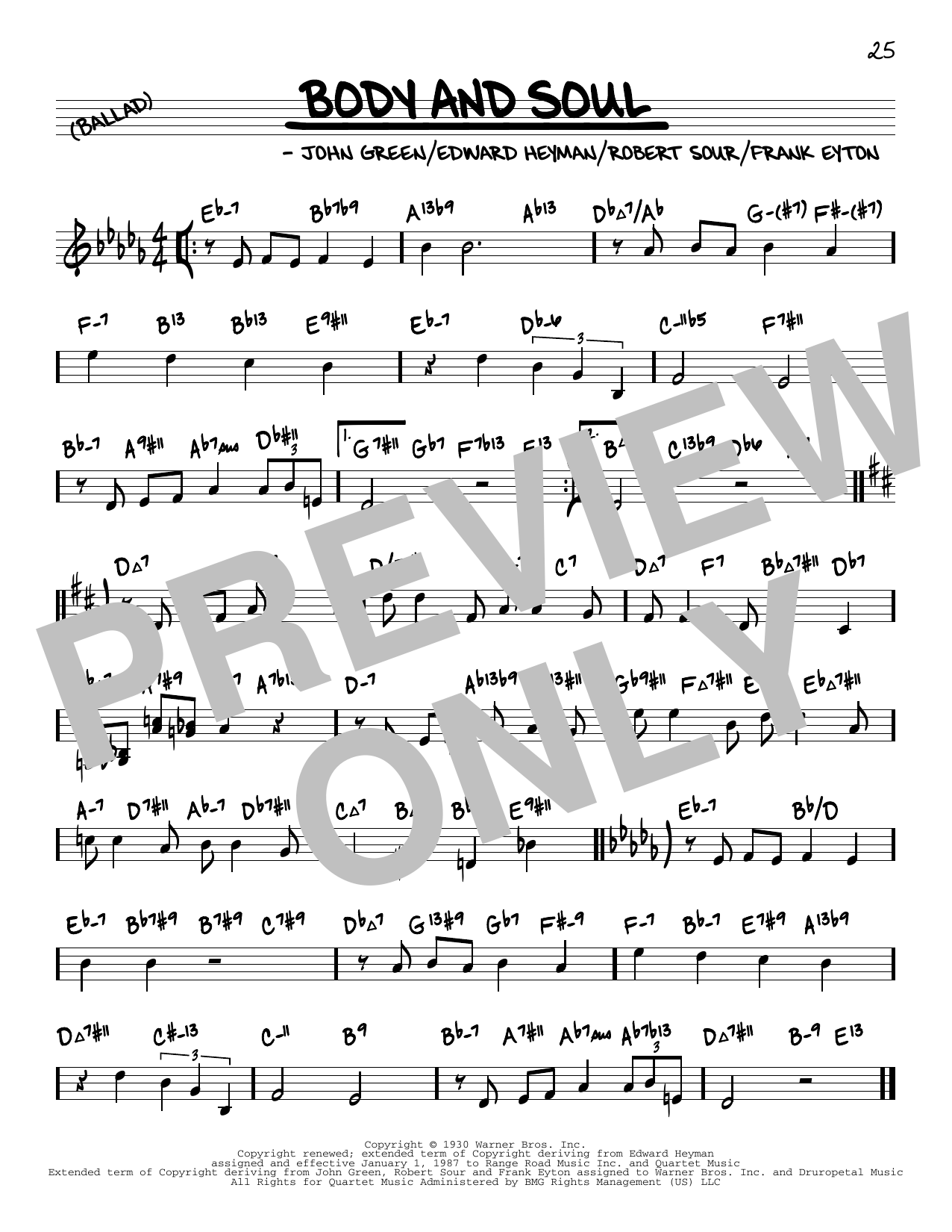 Download John Green Body And Soul (arr. David Hazeltine) Sheet Music and learn how to play Real Book – Enhanced Chords PDF digital score in minutes