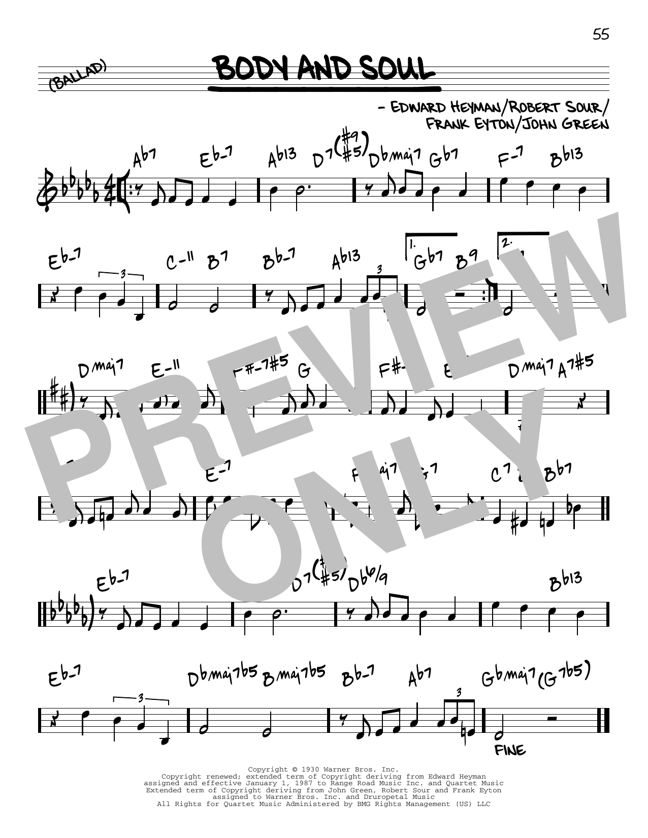 Download John Green Body And Soul [Reharmonized version] (arr. Jack Grassel) Sheet Music and learn how to play Real Book – Melody & Chords PDF digital score in minutes