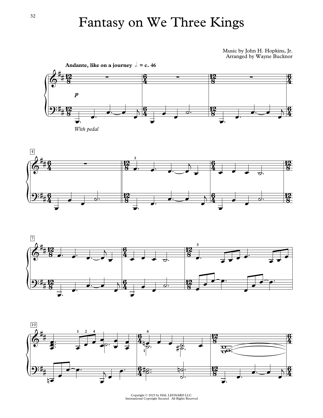 Download John H. Hopkins, Jr. Fantasy On We Three Kings (arr. Wayne Bucknor) Sheet Music and learn how to play Educational Piano PDF digital score in minutes