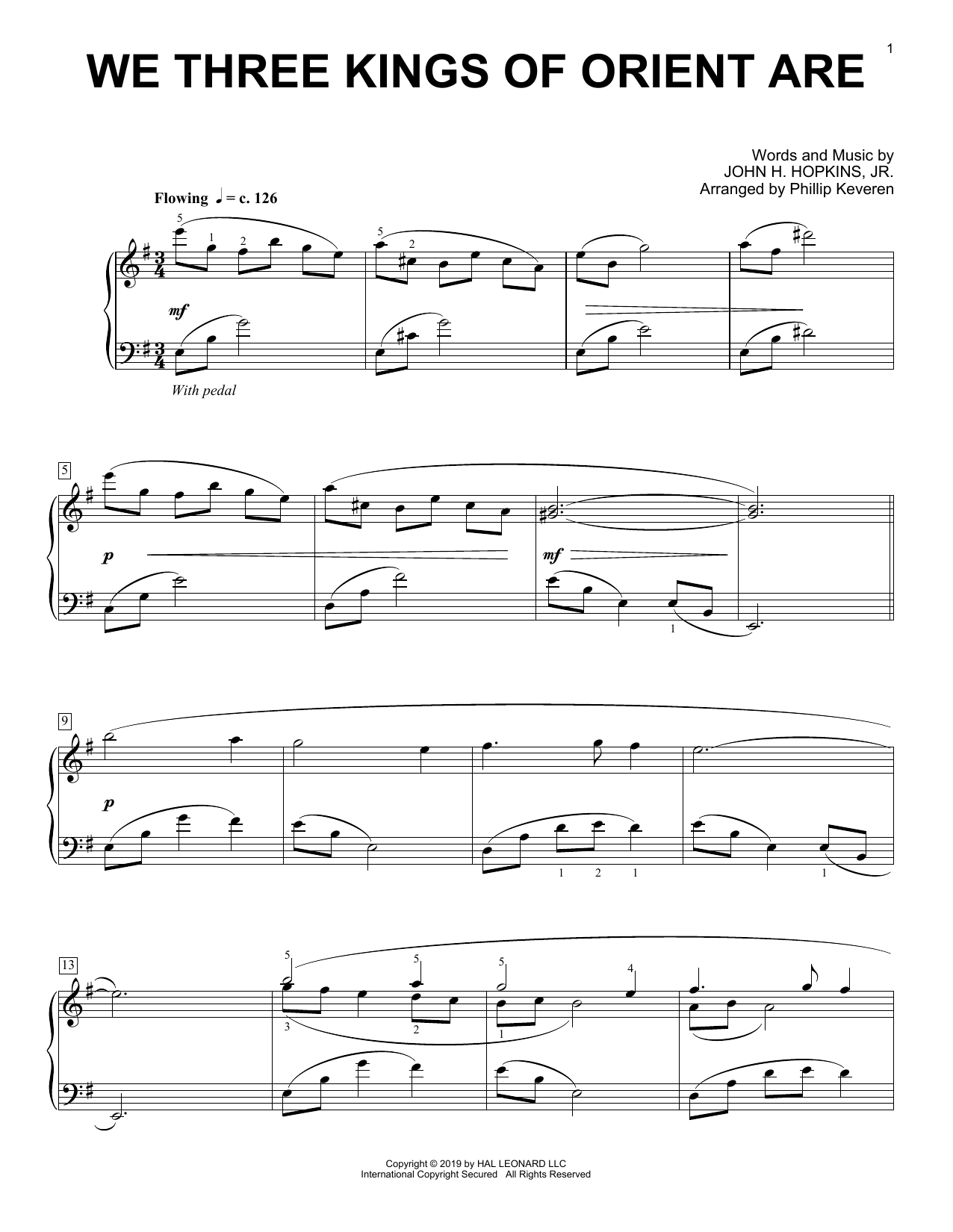 Download John H. Hopkins, Jr. We Three Kings Of Orient Are [Classical version] (arr. Phillip Keveren) Sheet Music and learn how to play Piano Solo PDF digital score in minutes