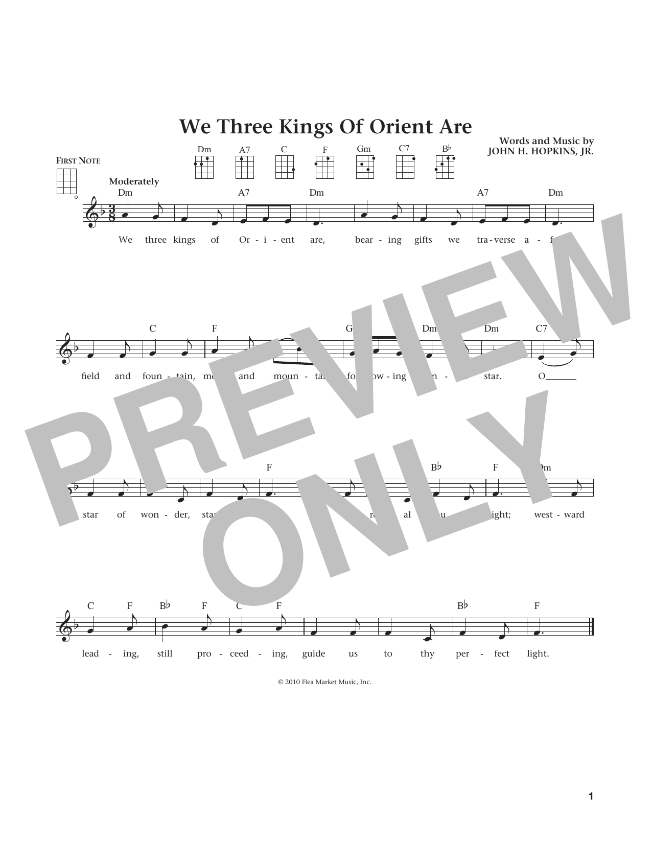 Download John H. Hopkins, Jr. We Three Kings Of Orient Are Sheet Music and learn how to play Ukulele PDF digital score in minutes
