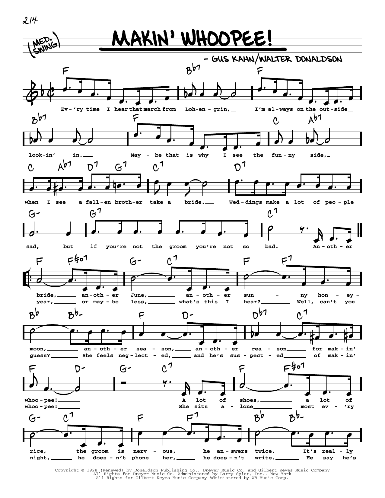 Download John Hicks Makin' Whoopee! (arr. Robert Rawlins) Sheet Music and learn how to play Real Book – Melody, Lyrics & Chords PDF digital score in minutes