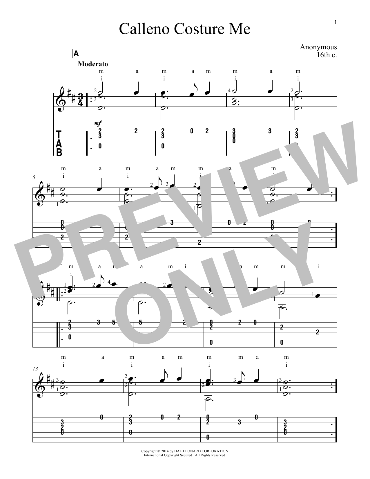 Download John Hill Calleno Costure Me Sheet Music and learn how to play Guitar Tab PDF digital score in minutes