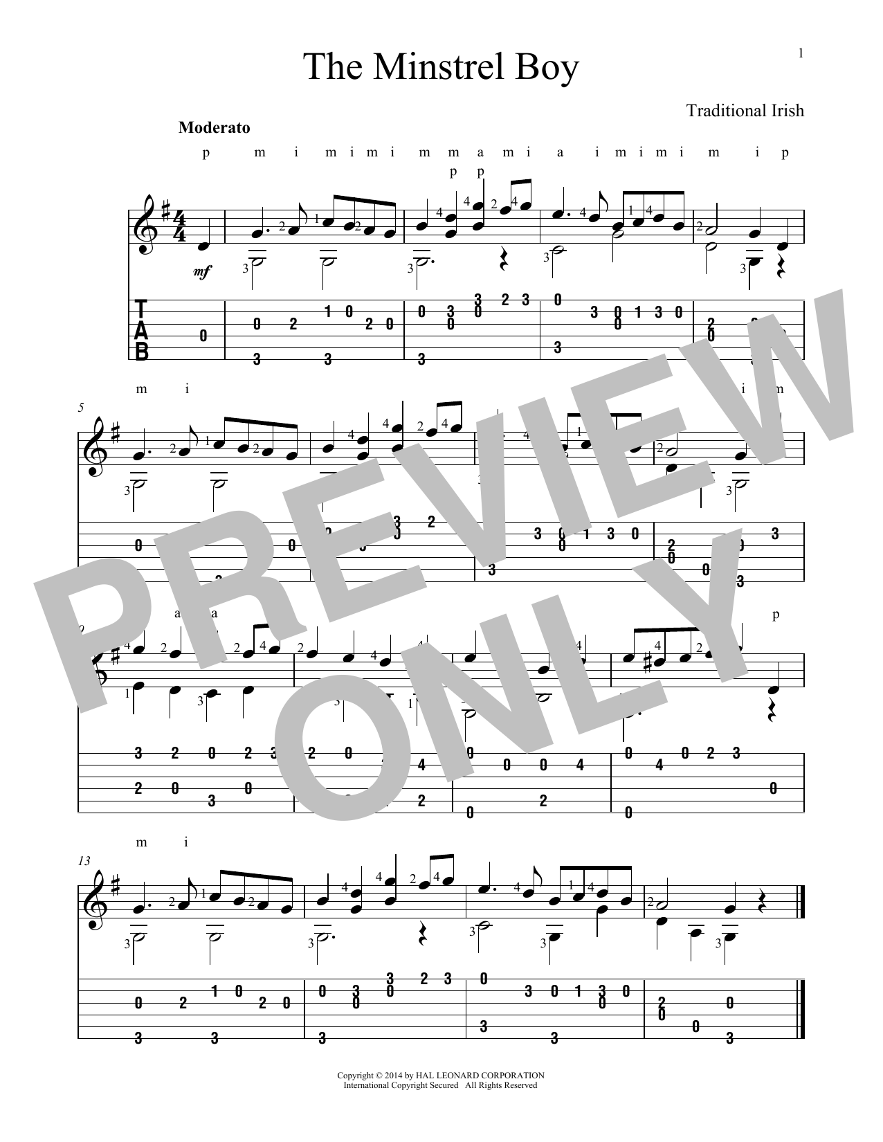 Download John Hill Minstrel Boy Sheet Music and learn how to play Guitar Tab PDF digital score in minutes