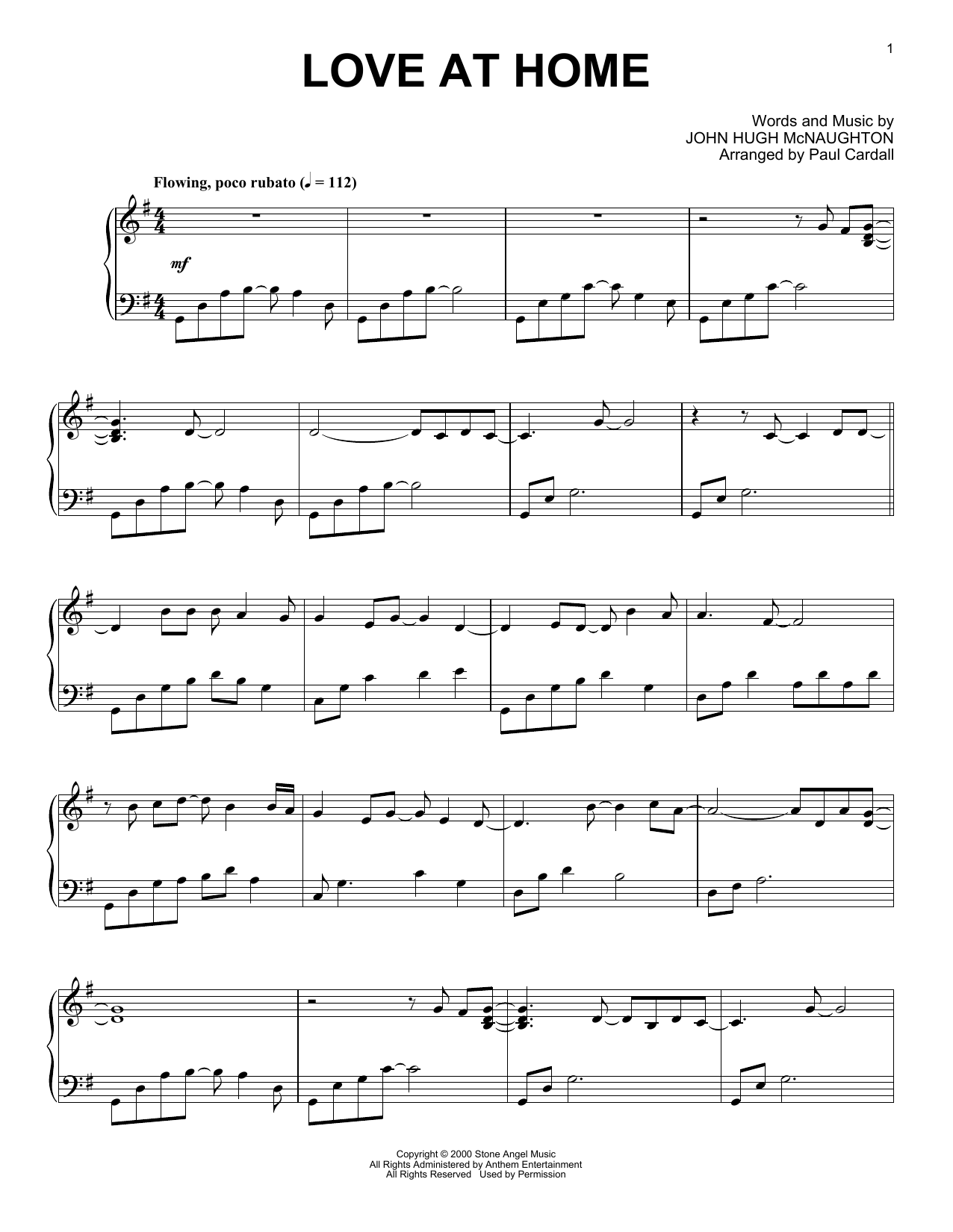 Download John Hugh McNaughton Love At Home (arr. Paul Cardall) Sheet Music and learn how to play Piano Solo PDF digital score in minutes