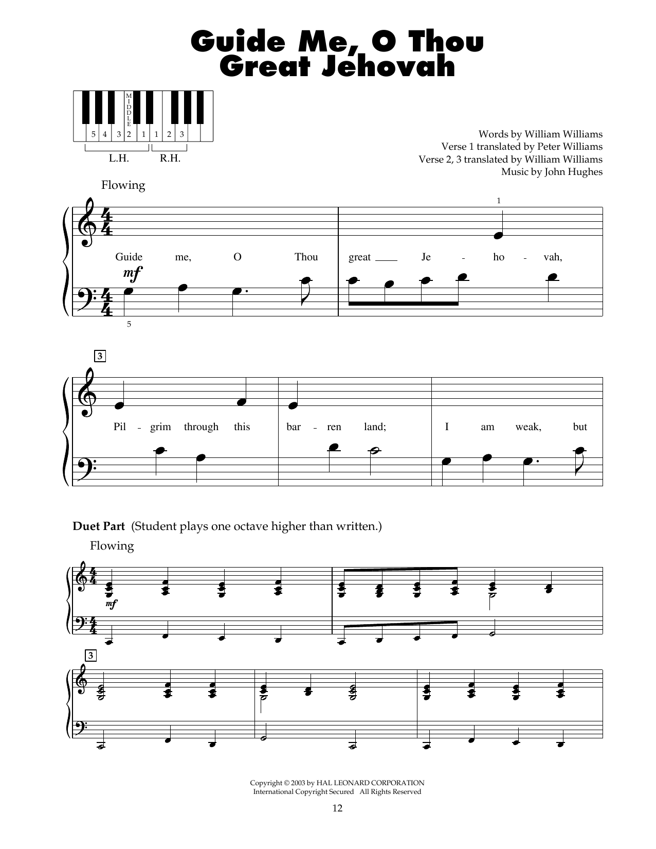 Download John Hughes Guide Me, O Thou Great Jehovah Sheet Music and learn how to play 5-Finger Piano PDF digital score in minutes