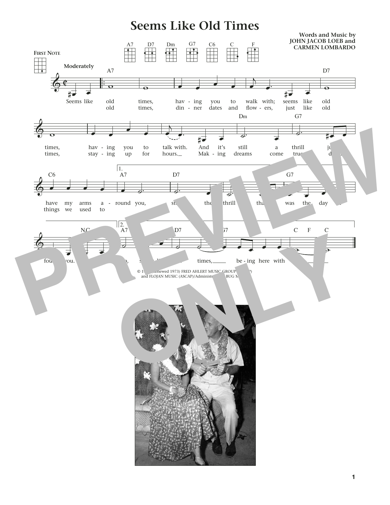 Download John Jacob Loeb Seems Like Old Times Sheet Music and learn how to play Ukulele PDF digital score in minutes