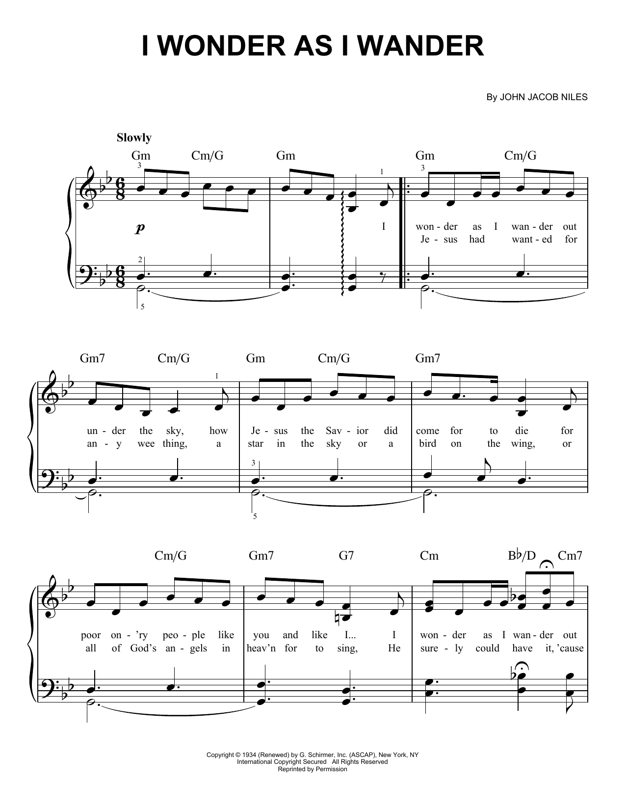 Download John Jacob Niles I Wonder As I Wander Sheet Music and learn how to play French Horn PDF digital score in minutes