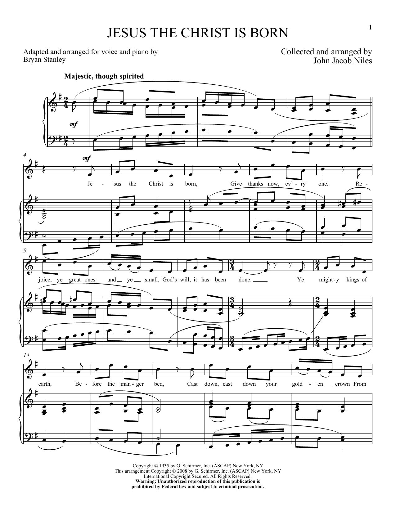 Download John Jacob Niles Jesus, The Christ, Is Born Sheet Music and learn how to play Piano & Vocal PDF digital score in minutes