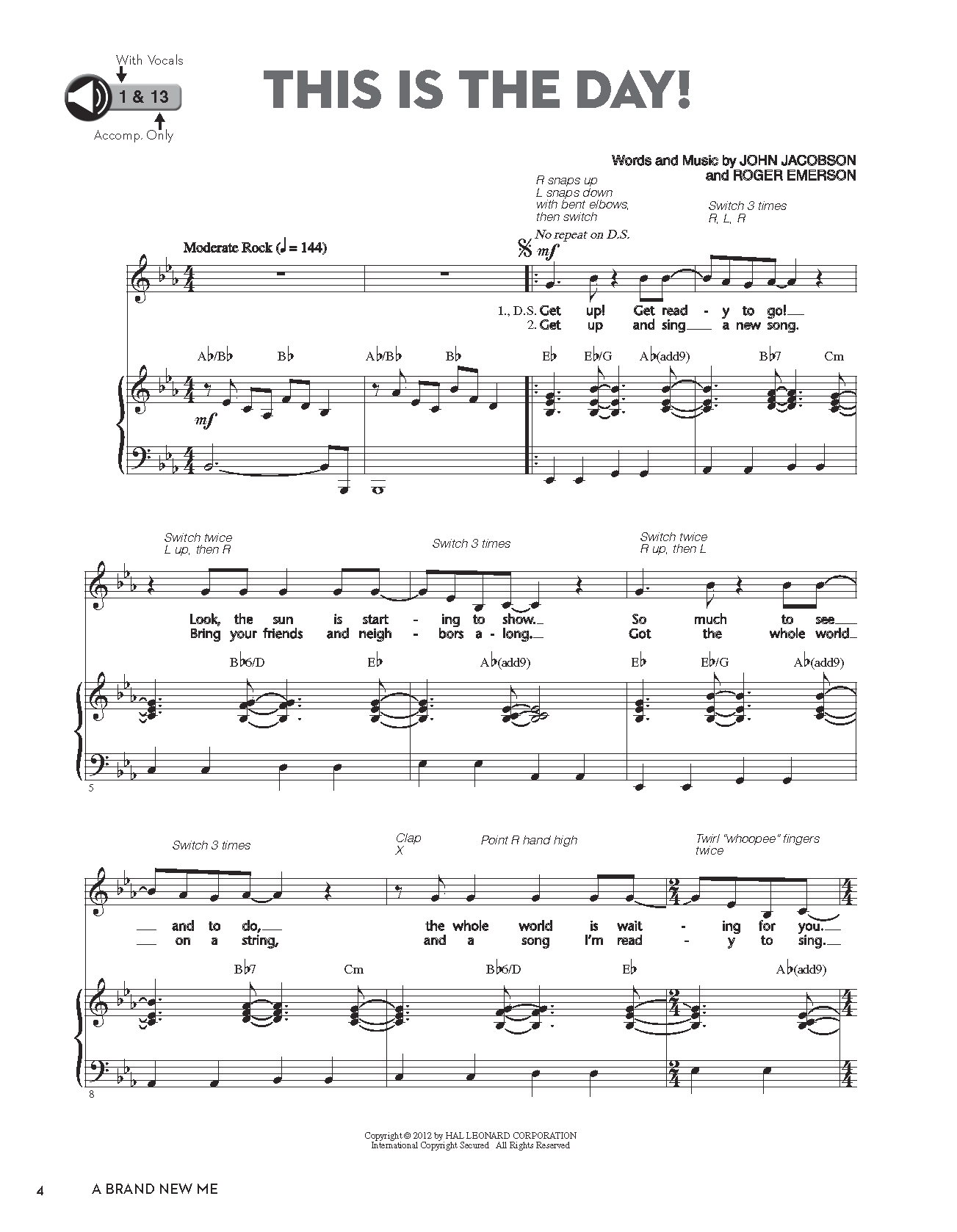 Download John Jacobson A Brand New Me Sheet Music and learn how to play Choral PDF digital score in minutes