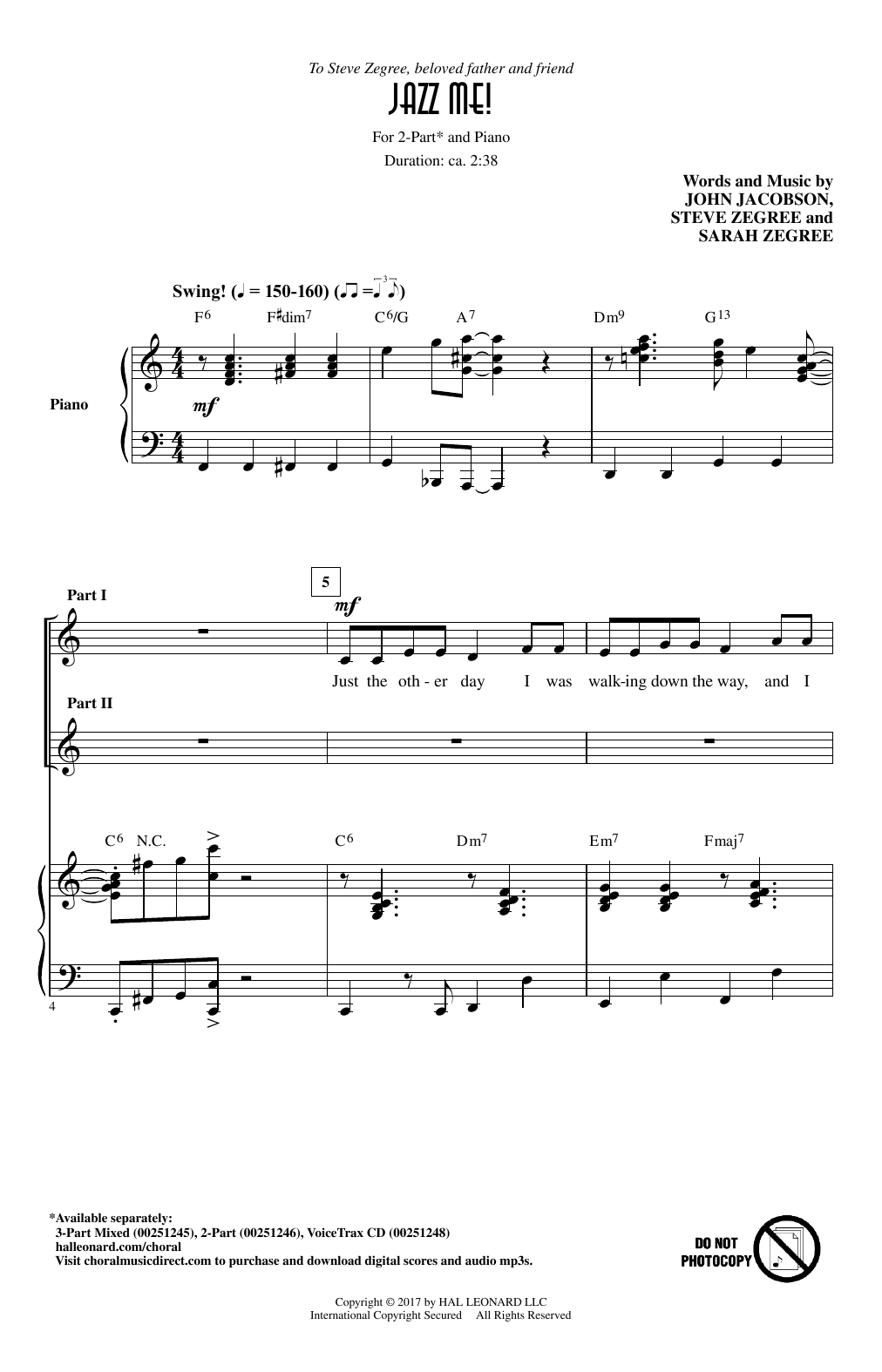 Download John Jacobson Jazz Me! Sheet Music and learn how to play 2-Part Choir PDF digital score in minutes