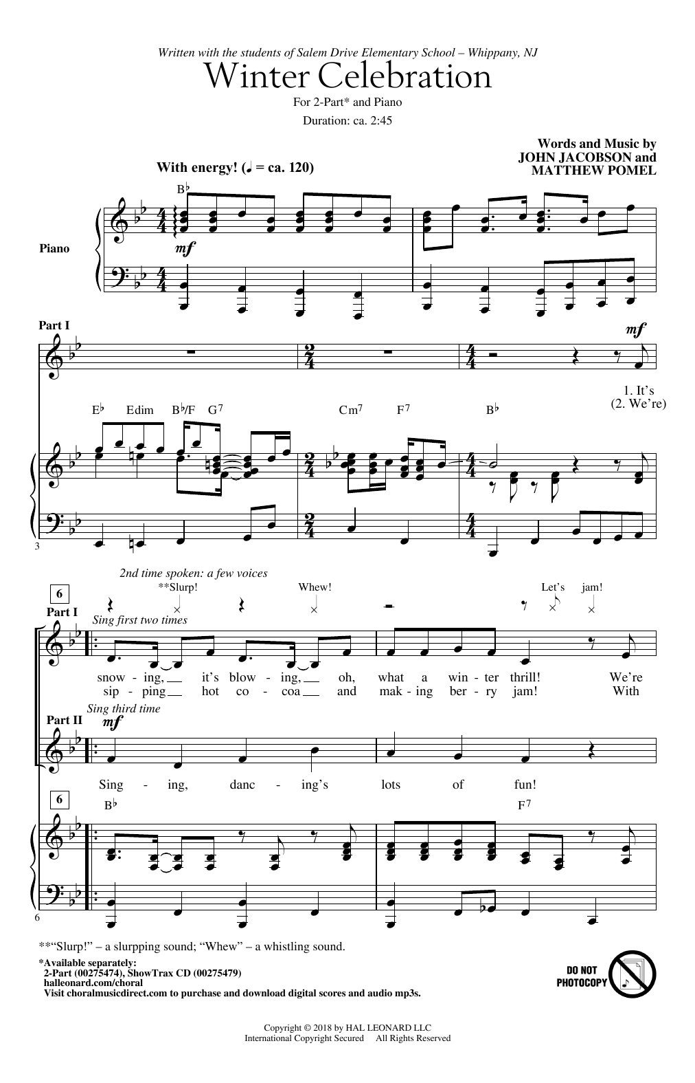 Download John Jacobson Winter Celebration Sheet Music and learn how to play 2-Part Choir PDF digital score in minutes
