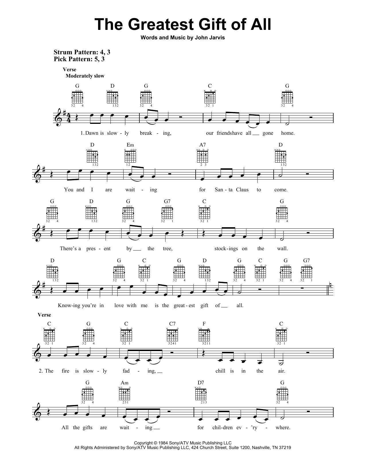 Download John Jarvis The Greatest Gift Of All Sheet Music and learn how to play Easy Guitar PDF digital score in minutes
