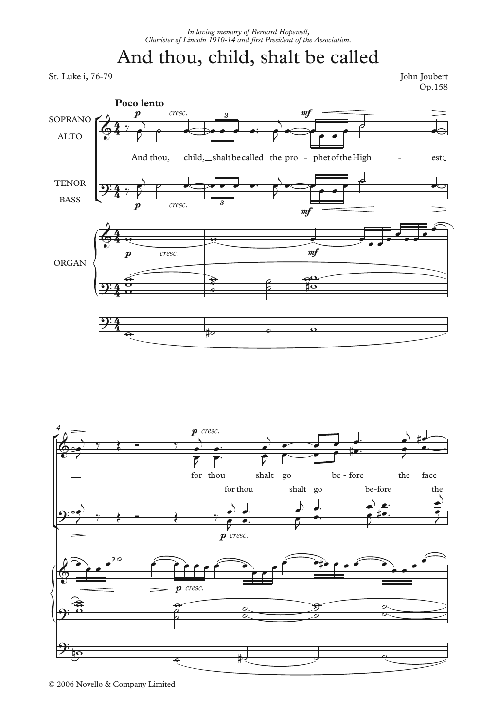 Download John Joubert And Thou, Child, Shalt Be Called Sheet Music and learn how to play Choir PDF digital score in minutes