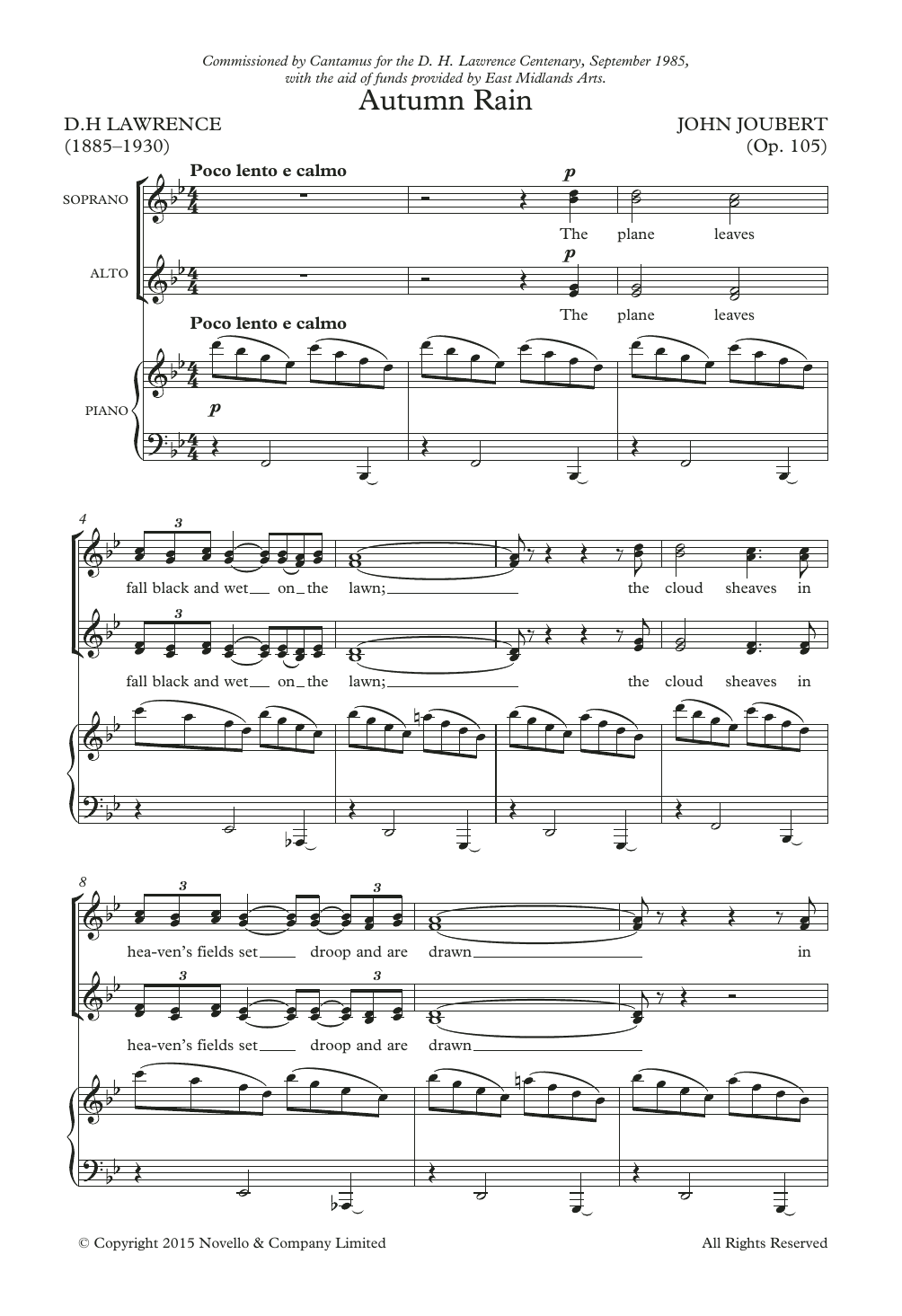 Download John Joubert Autumn Rain Sheet Music and learn how to play Piano, Vocal & Guitar PDF digital score in minutes