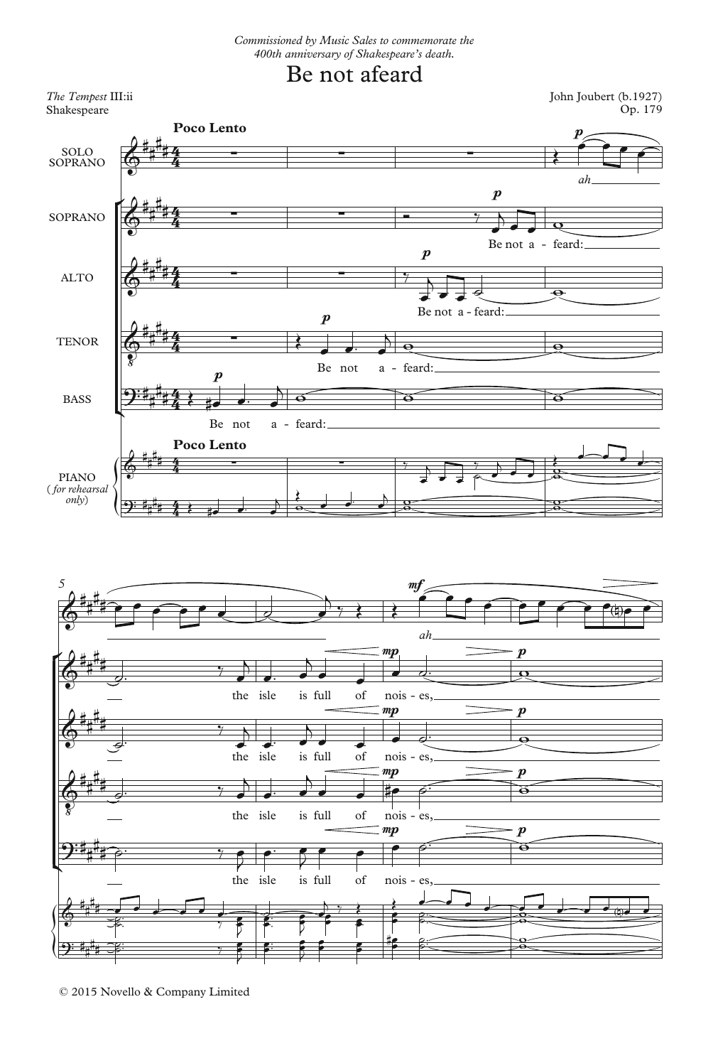 Download John Joubert Be Not Afeard Sheet Music and learn how to play Choir PDF digital score in minutes