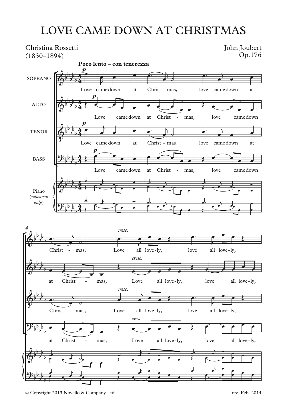 Download John Joubert Love Came Down At Christmas Sheet Music and learn how to play Choir PDF digital score in minutes