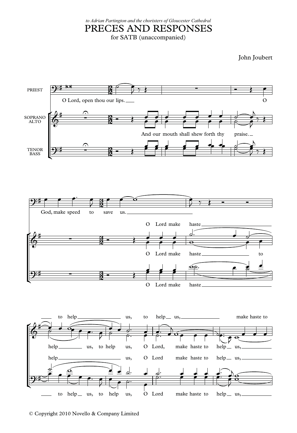 Download John Joubert Preces and Responses Sheet Music and learn how to play Choir PDF digital score in minutes