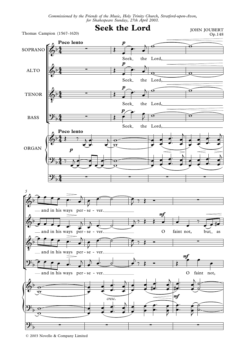 Download John Joubert Seek The Lord Sheet Music and learn how to play Choir PDF digital score in minutes