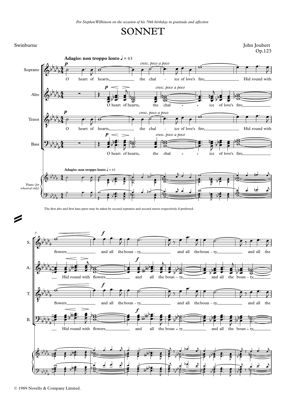 Download John Joubert Sonnet Sheet Music and learn how to play Choir PDF digital score in minutes